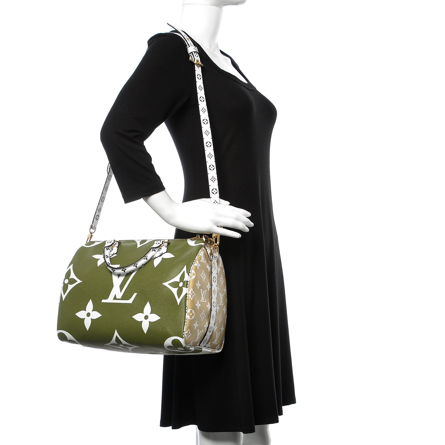 Louis Vuitton Monogram Giant Speedy Bandouliere 30 Kaki Beige 3 of 12