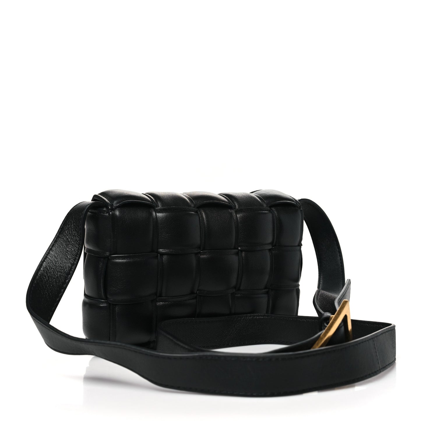 Nappa Maxi Intreccio Small Padded Cassette Crossbody Bag Black