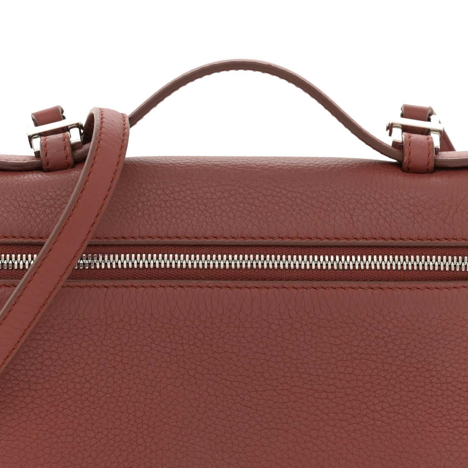 Loro Piana Grained Calfskin L19 Extra Pocket Pouch Kummel 7 of 10