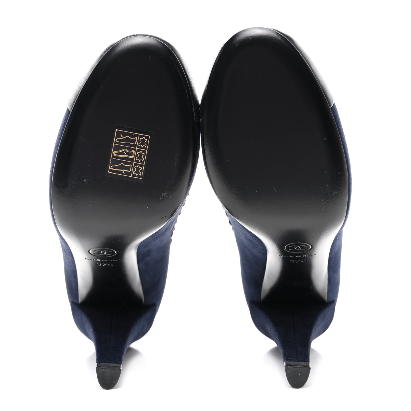 Suede Lambskin Cap Toe Whipstitch Pumps 37 Navy Black