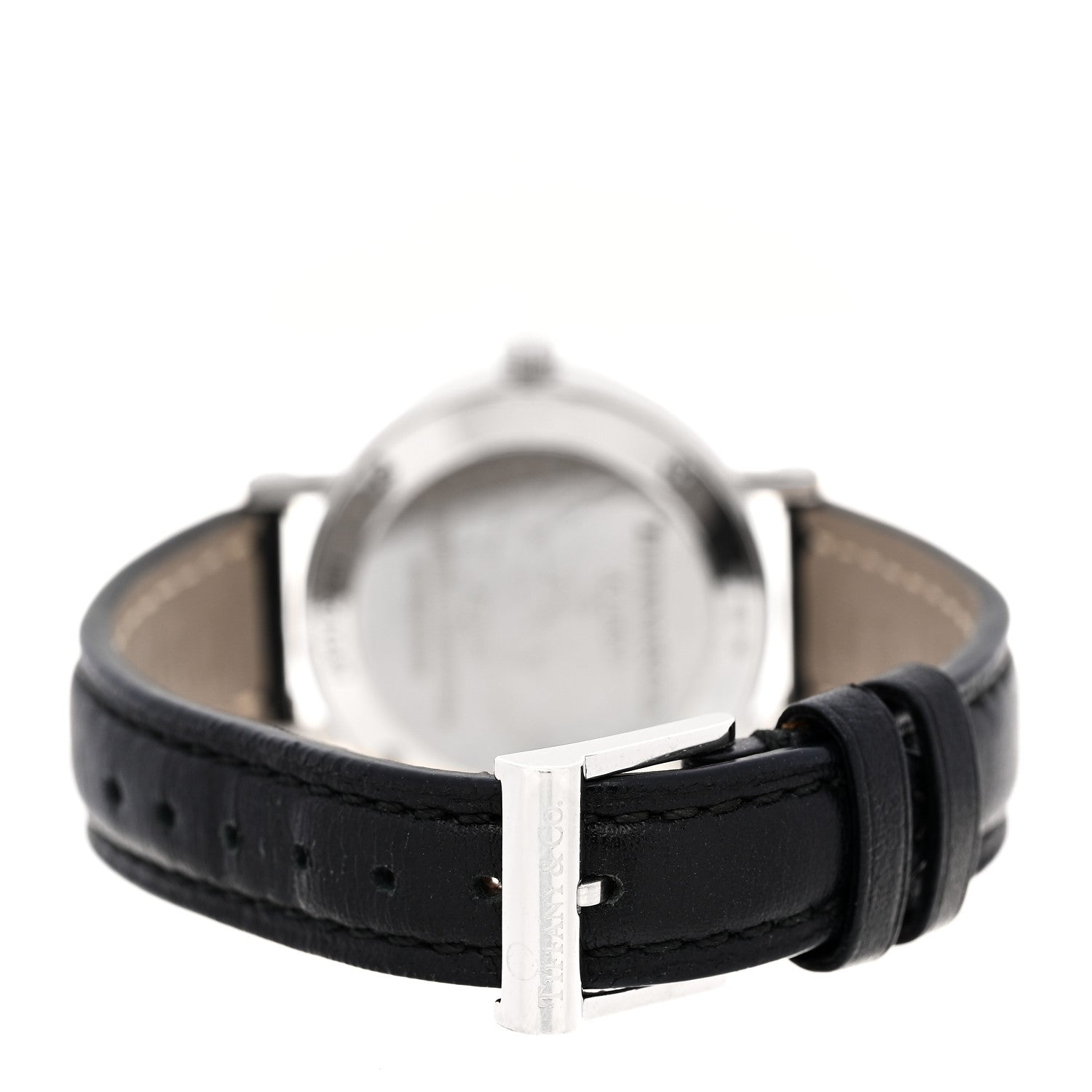Tiffany Sterling Silver Calfskin 29mm Atlas Quartz Watch Black 3 of 4