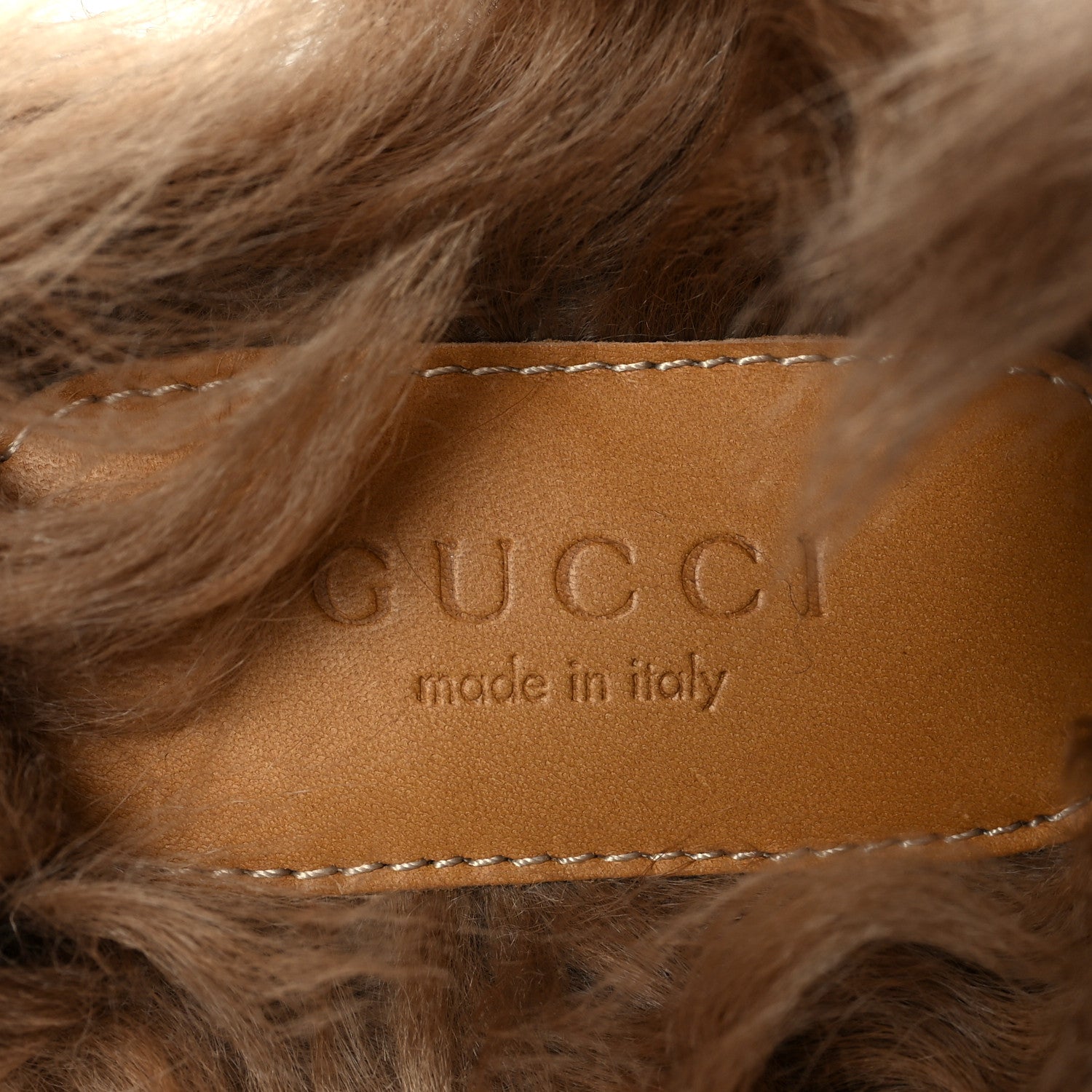 Gucci Covered Wool Big GG Monogram Fur Womens Princetown Slippers 37 Blue Red Butterscotch 6 of 7