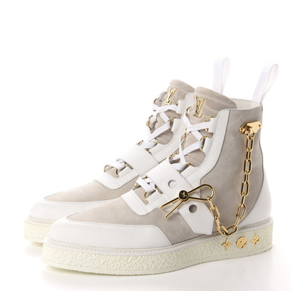 Louis Vuitton Calfskin Suede Mens Creeper Ankle Boots 7 White 3 of 10