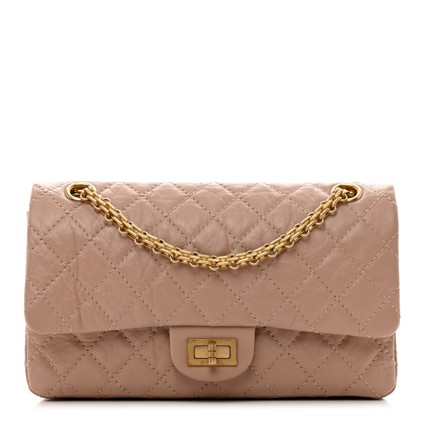 Aged Calfskin Quilted 2.55 Reissue 225 Flap Light Beige