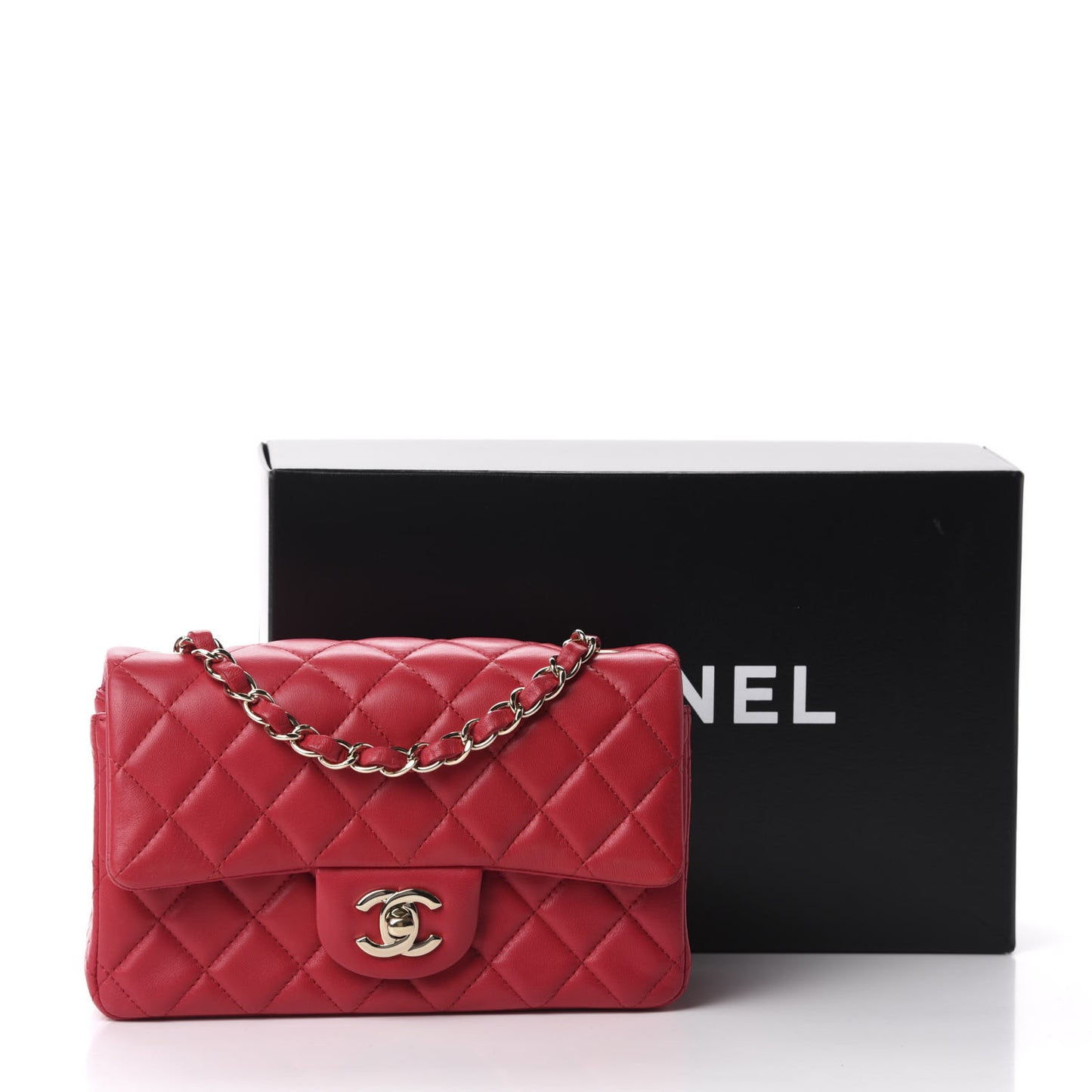 Lambskin Quilted Mini Rectangular Flap Red