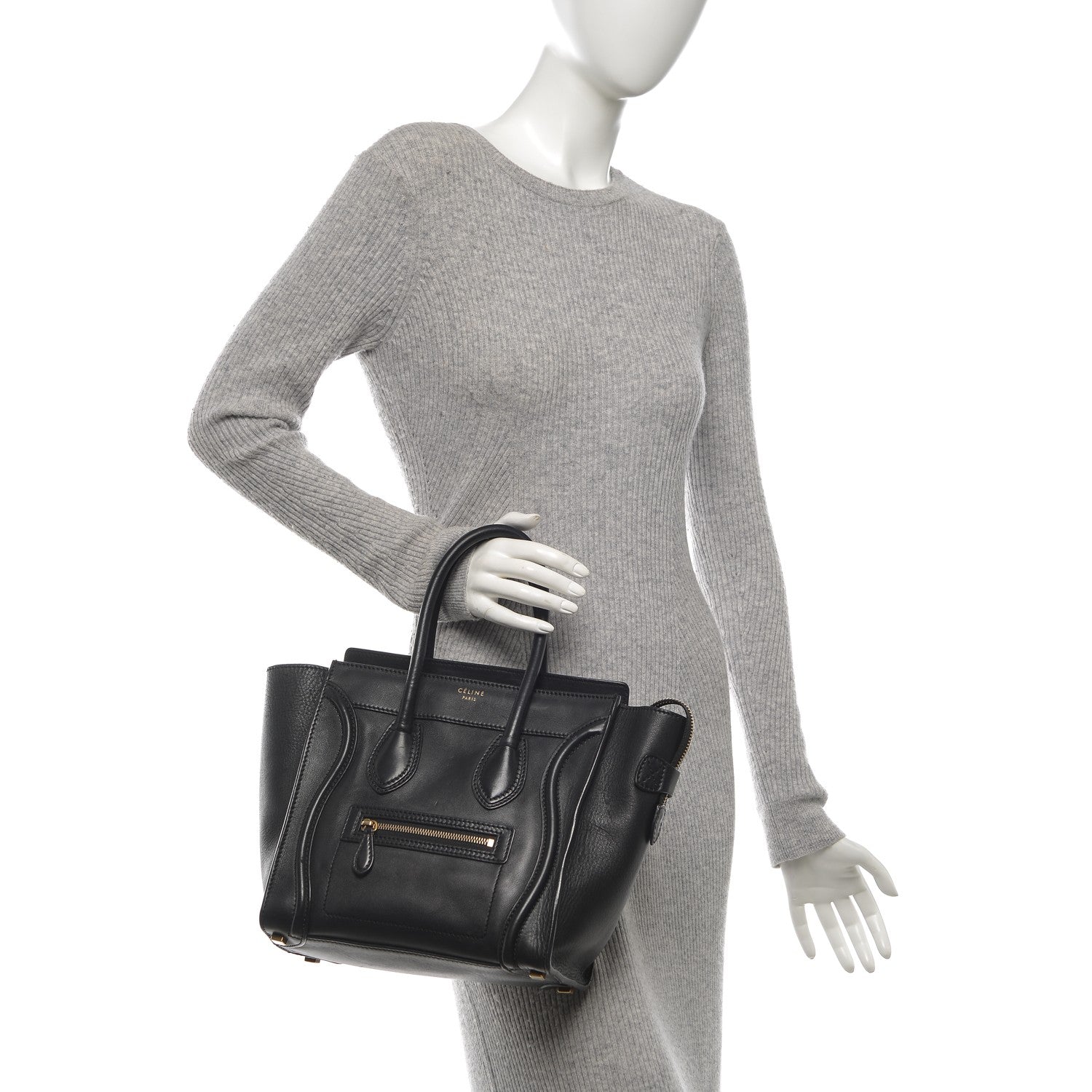 Celine Smooth Calfskin Micro Luggage Black 2 of 9