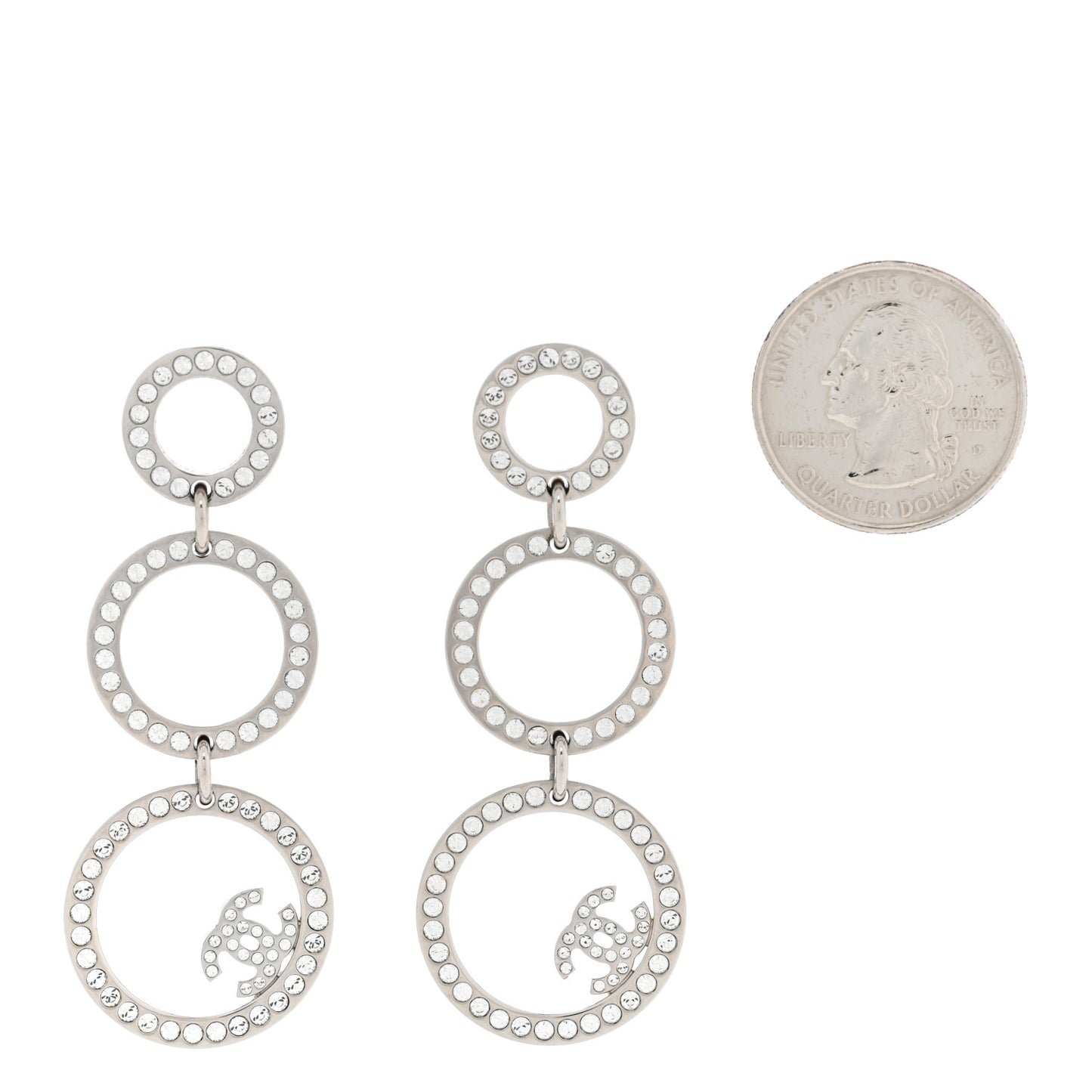 Crystal CC Triple Drop Earrings Silver