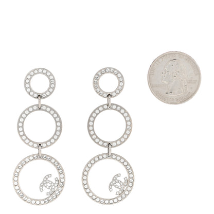 Chanel Crystal CC Triple Drop Earrings Silver 2 of 4