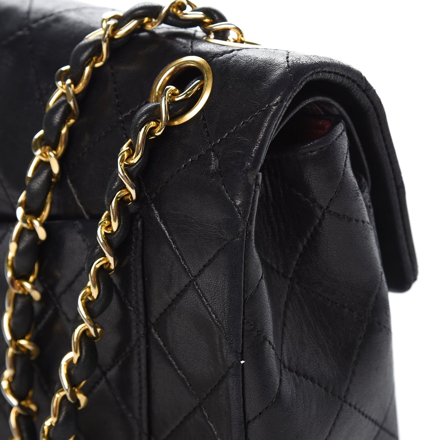 Lambskin Quilted Small Double Flap Black