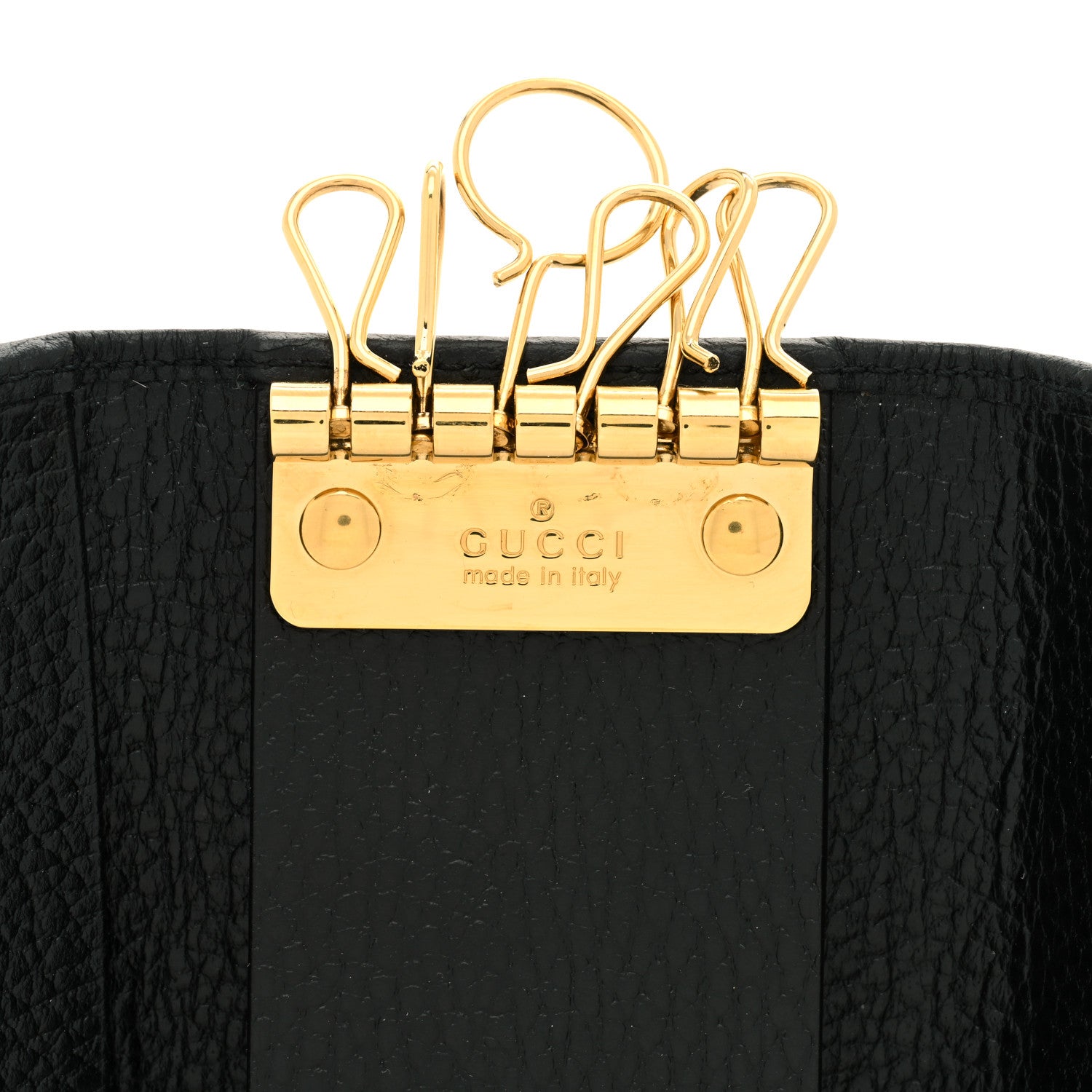 Gucci Pebbled Calfskin GG Marmont 6 Key Holder Black 6 of 8