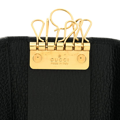 Gucci Pebbled Calfskin GG Marmont 6 Key Holder Black 6 of 8
