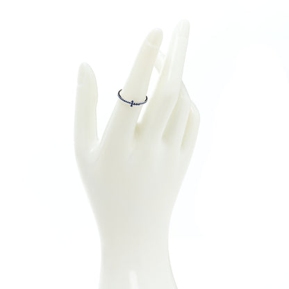 Tiffany 18K White Gold Blue Sapphire T Wire Pave Ring 53 6.5 2 of 7
