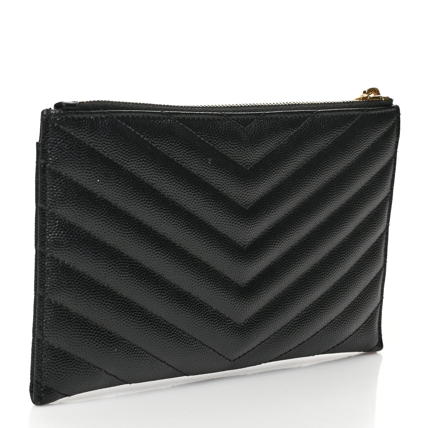 Saint Laurent Grain De Poudre Chevron Monogram Bill Pouch Black 3 of 8