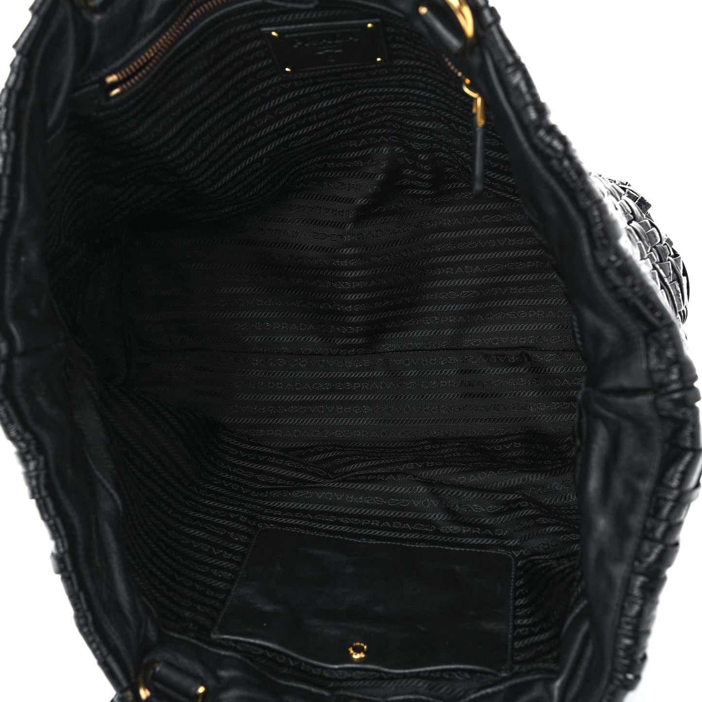 Patent Woven Tote Black