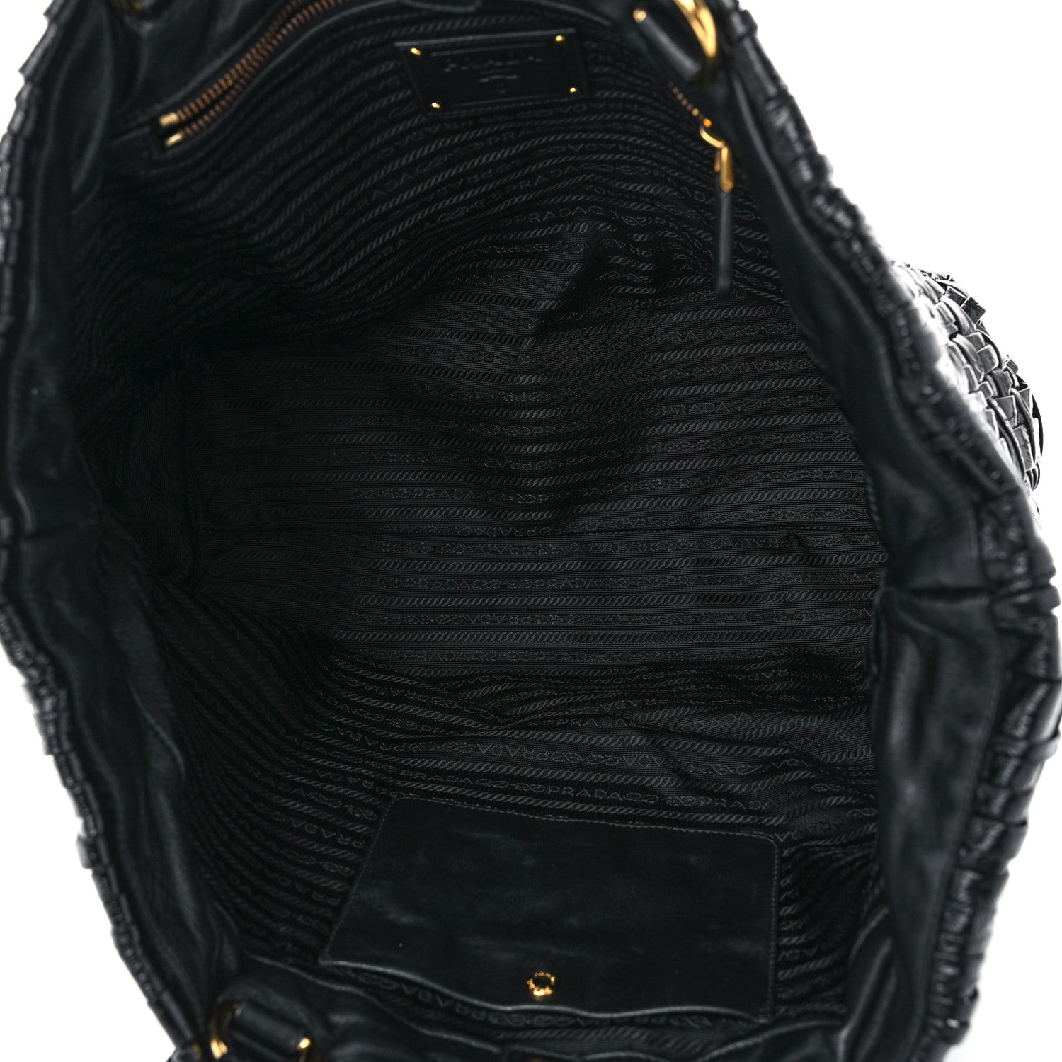 Prada Patent Woven Tote Black 5 of 12