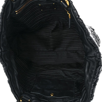 Prada Patent Woven Tote Black 5 of 12