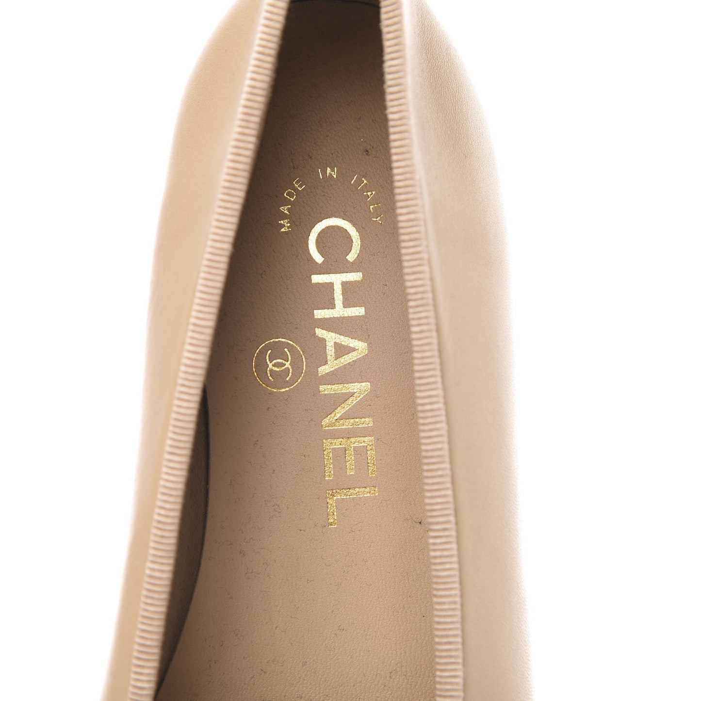 Lambskin Cap Toe CC Ballerina Flats 36.5 Beige