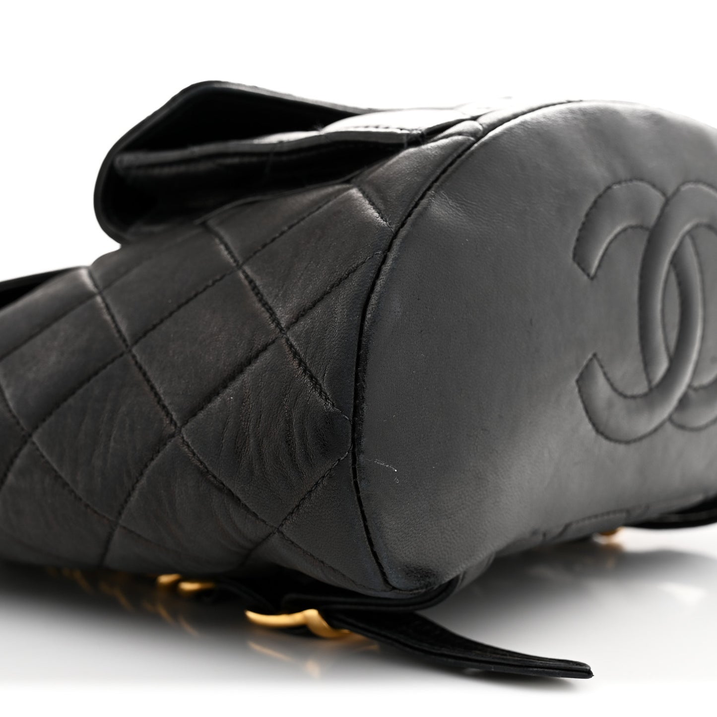Lambskin Quilted Drawstring Backpack Black Black