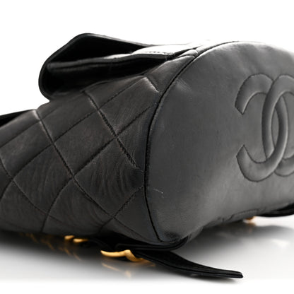 Chanel Lambskin Quilted Drawstring Backpack Black Black 9 of 12