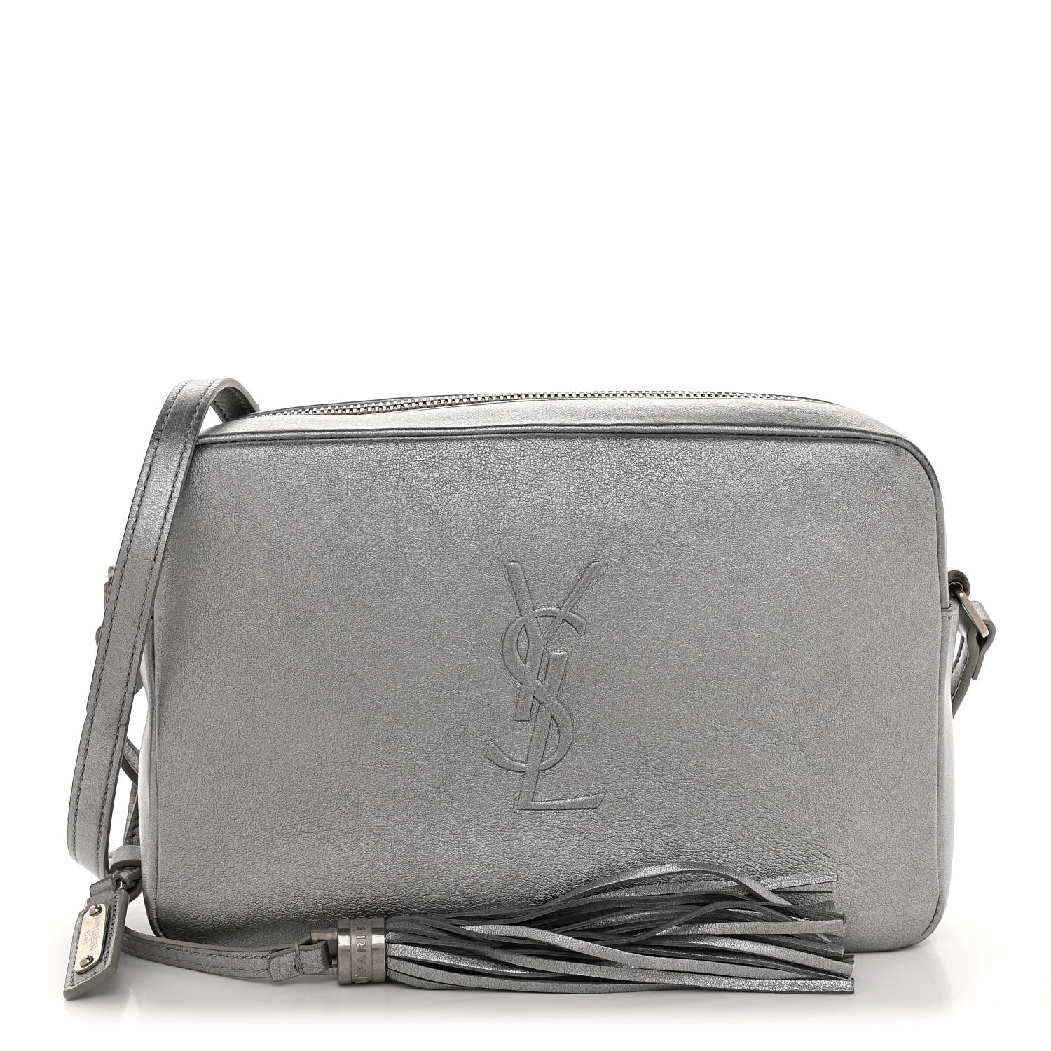 Saint Laurent Metallic Calfskin Monogram Small Lou Camera Bag Silver 1 of 11