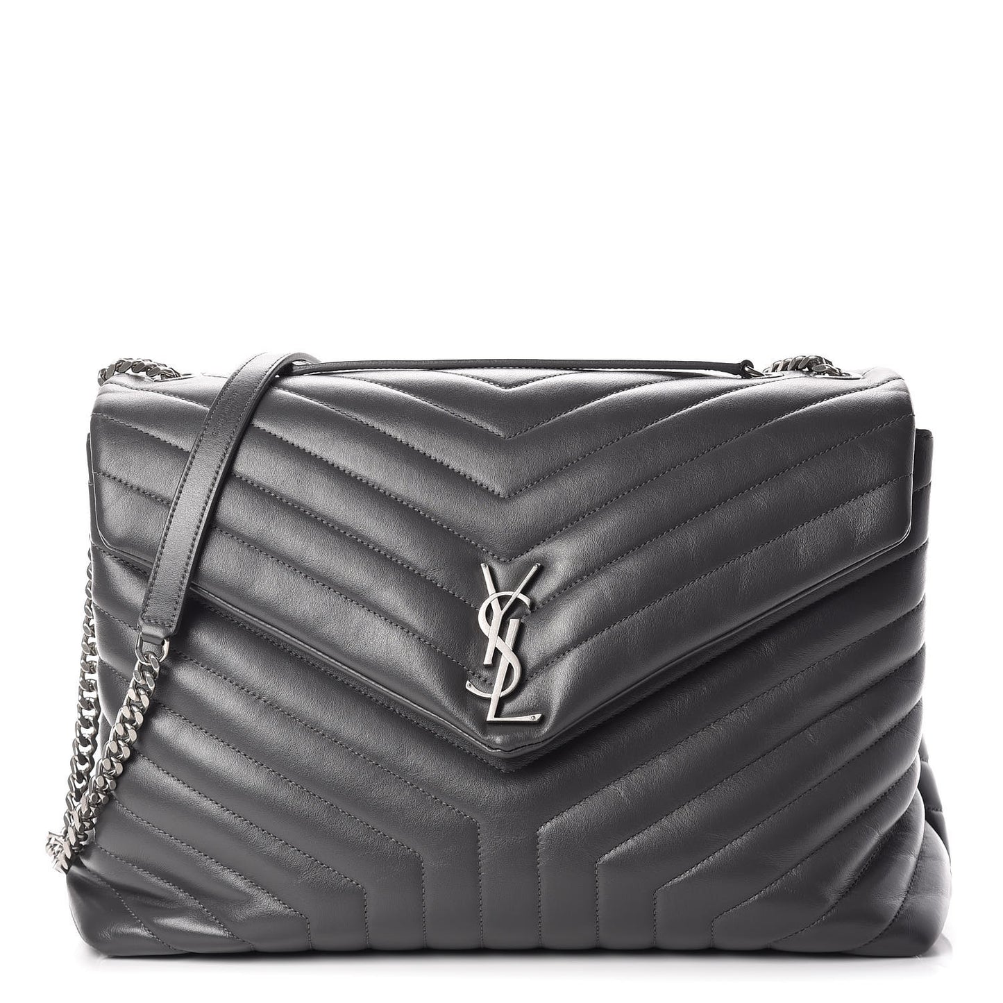 Calfskin Y Quilted Monogram Large Loulou Chain Satchel Earth