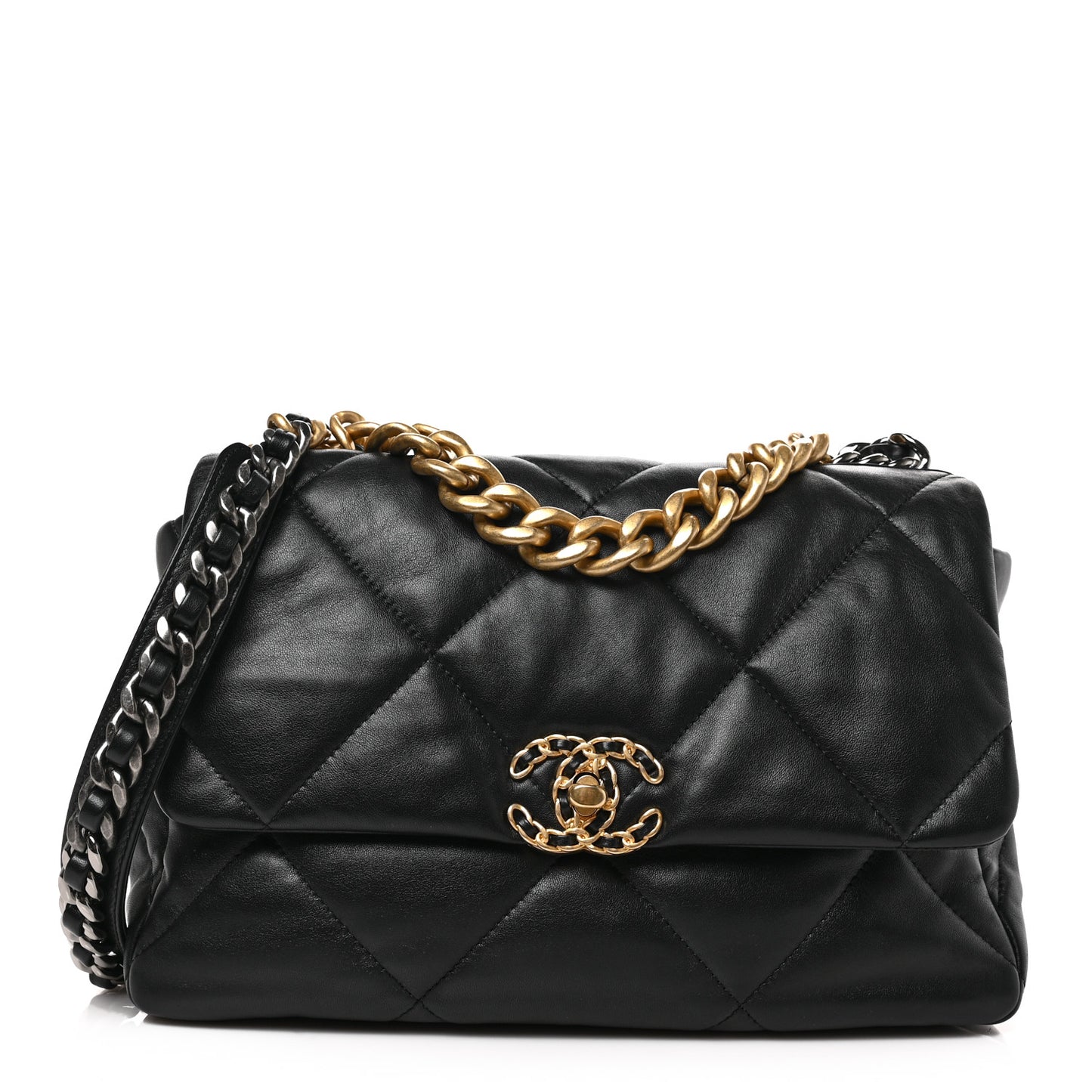 Goatskin Quilted Large Chanel 19 Flap Black