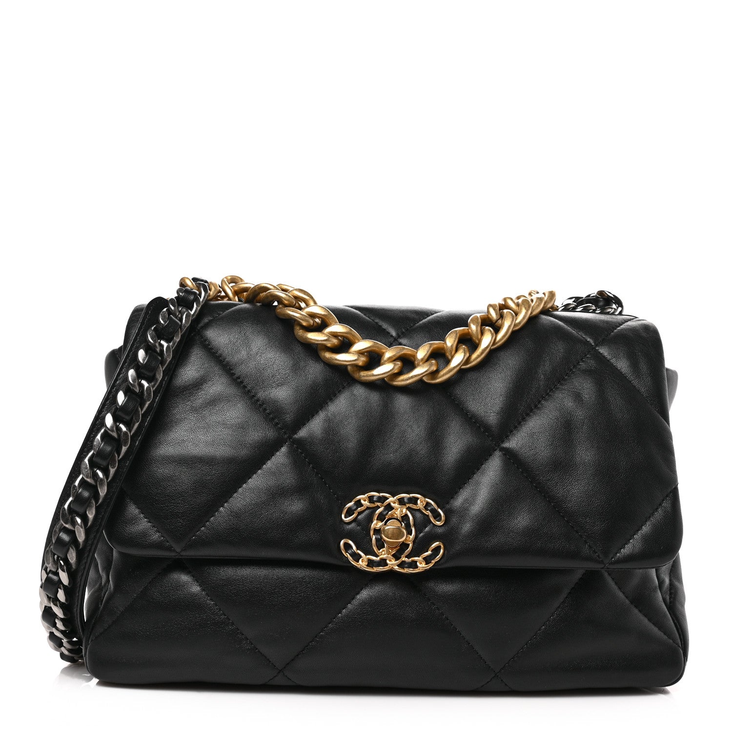 Chanel Goatskin Quilted Large Chanel 19 Flap Black 1 of 9