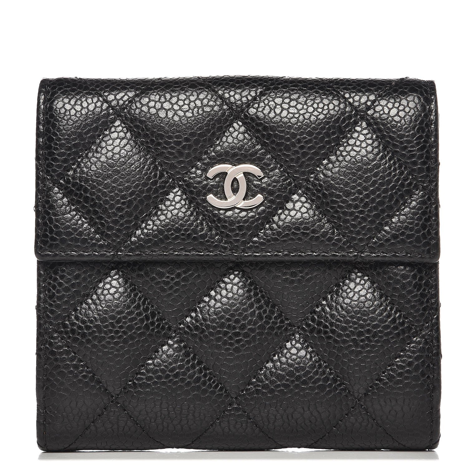 Chanel Caviar Quilted Compact French Flap Wallet Black 1 of 8