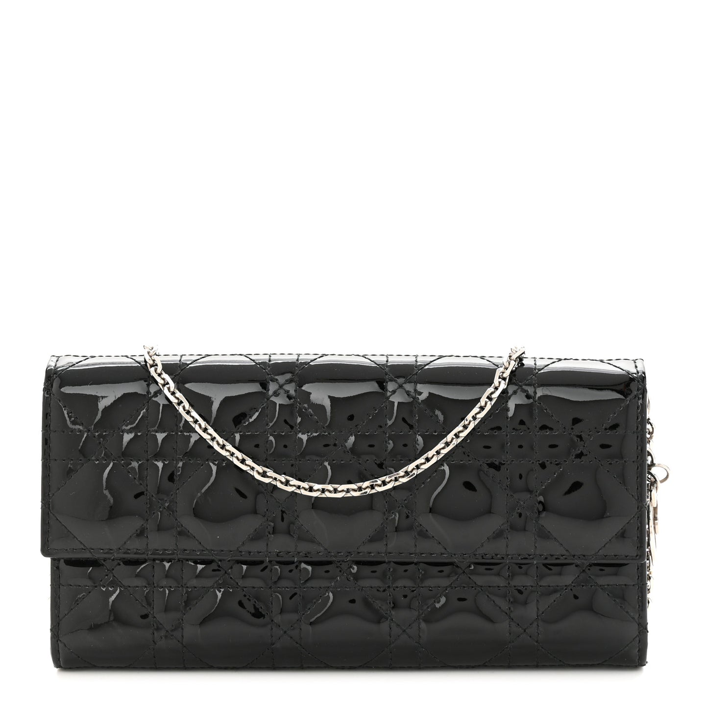 Patent Cannage Lady Dior Convertible Clutch Black