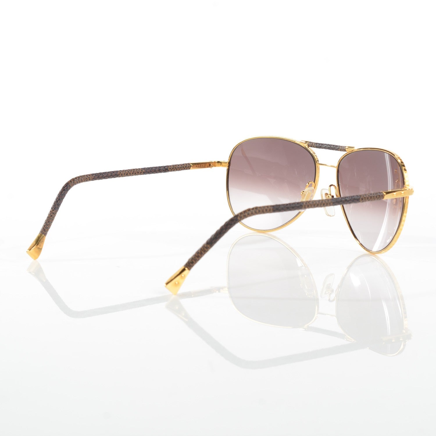 Louis Vuitton Damier Ebene Conspiration Pilote Sunglasses Z0202U Gold 2 of 6