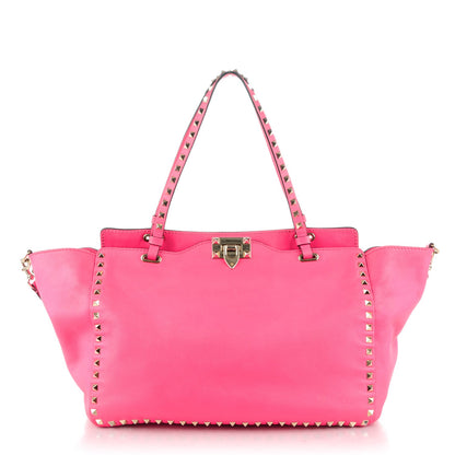 Valentino Garavani Vitello Medium Rockstud Tote Fuxia Fluo 1 of 12