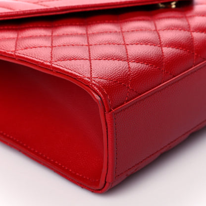 Saint Laurent Grain De Poudre Textured Mixed Matelasse Triquilt Medium Monogram Satchel New Red 8 of 9