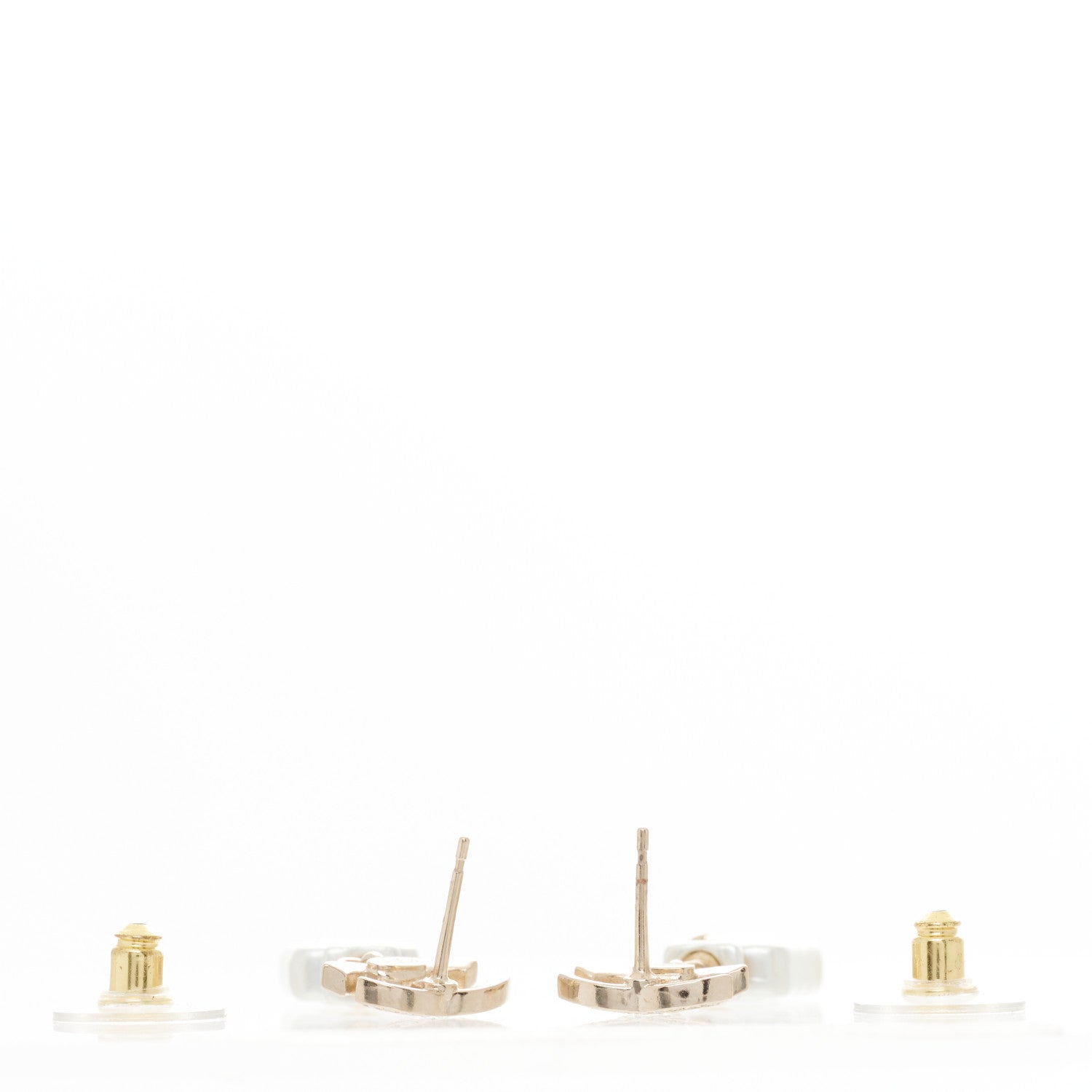 Chanel Pearl Resin Crystal CC Perfume Bottle Drop Earrings Gold Pearly White 3 of 5