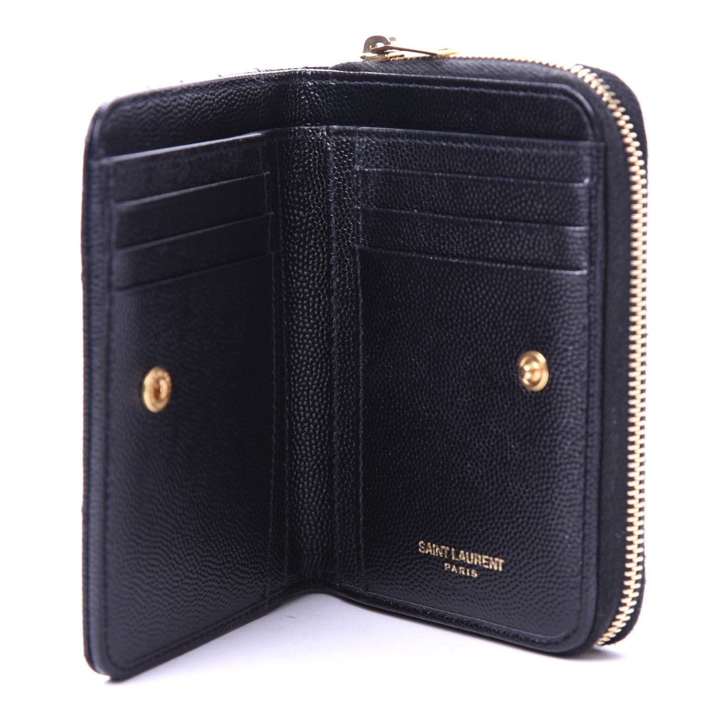 Grain De Poudre Matelasse Chevron Monogram Compact Zip Around Wallet Black