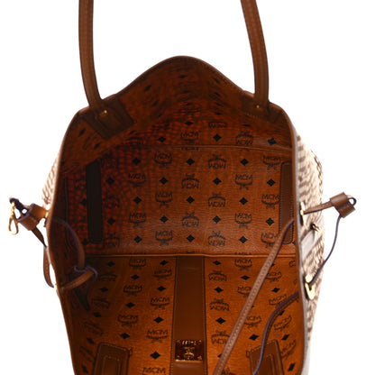MCM Visetos Medium Liz Reversible Shopper Tote Cognac 10 of 21