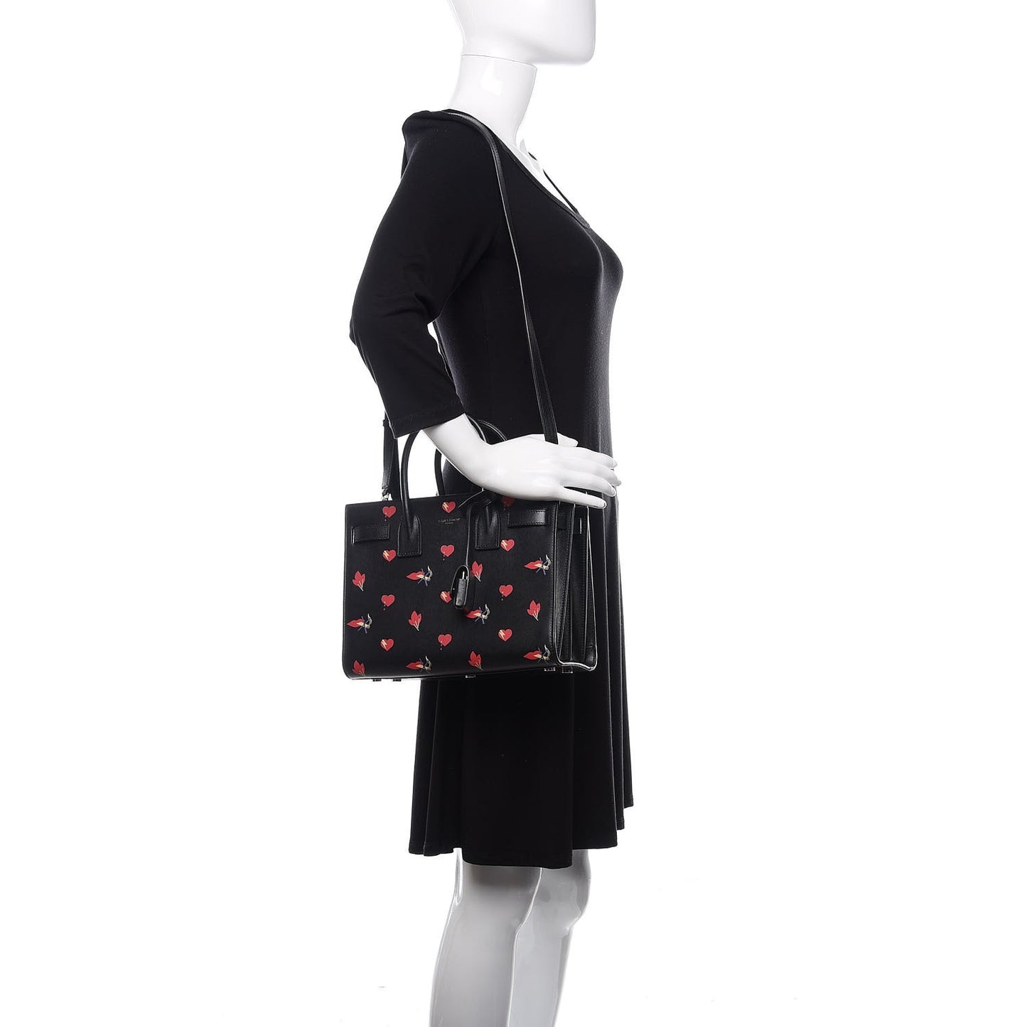 Calfskin Heart Bolts Baby Sac De Jour Black