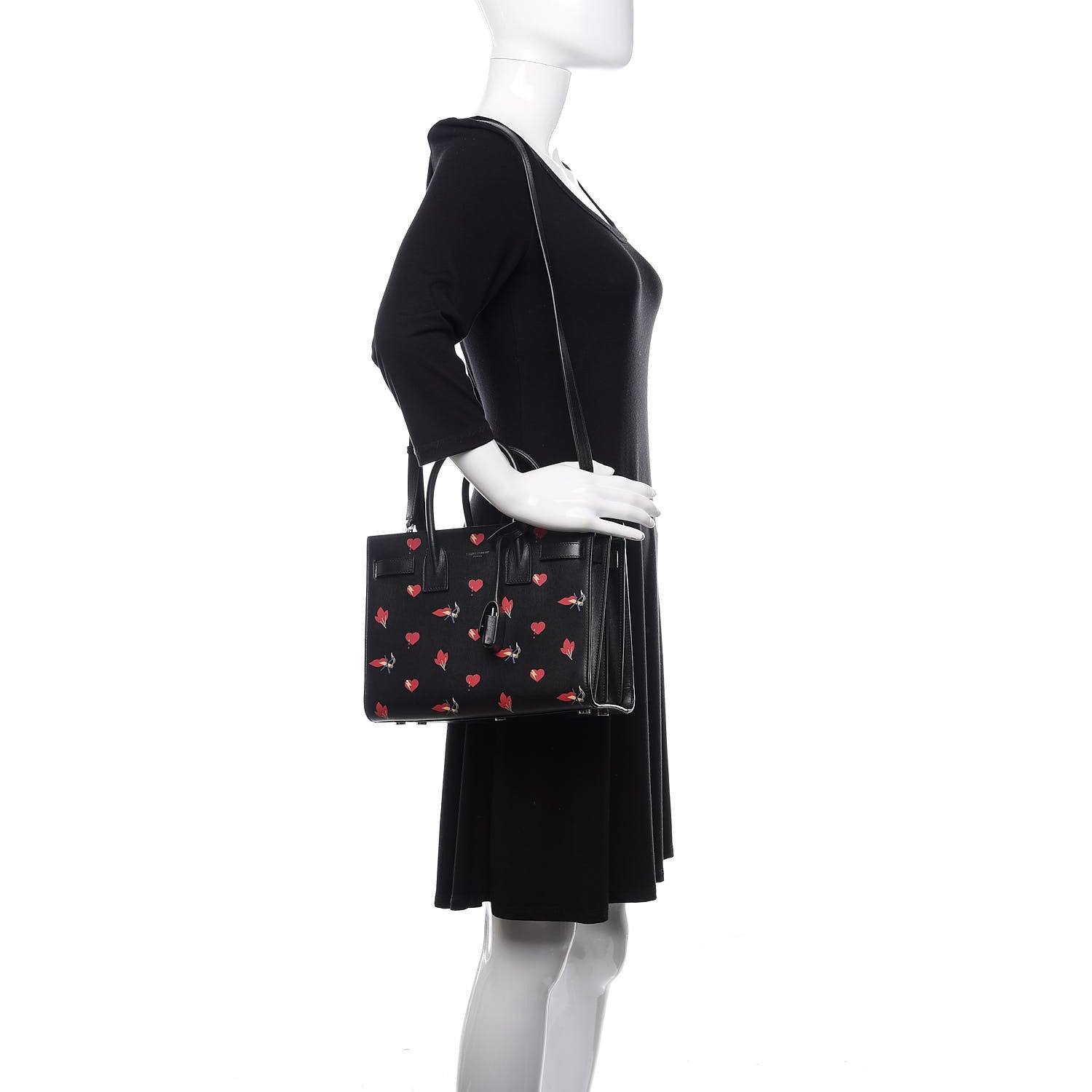 Saint Laurent Calfskin Heart Bolts Baby Sac De Jour Black 2 of 9