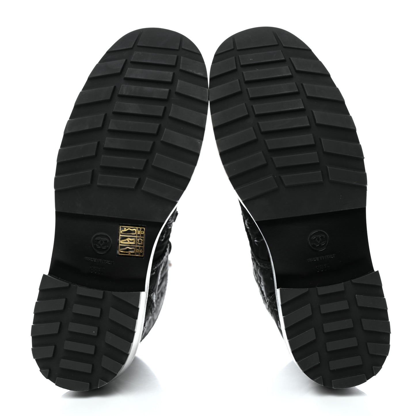 Tweed Grosgrain CC Combat Short Boots 38.5 Black