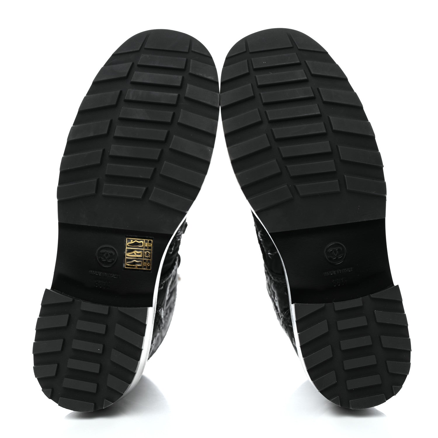 Chanel Tweed Grosgrain CC Combat Short Boots 38.5 Black 5 of 8