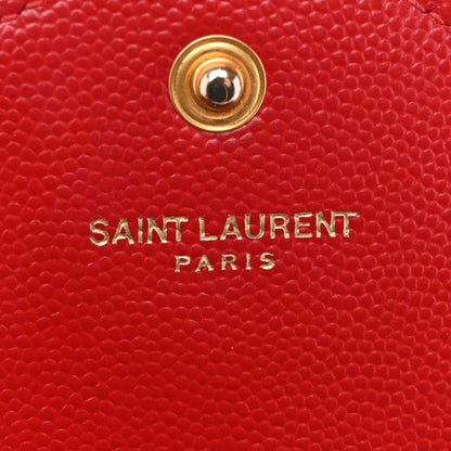 Saint Laurent Grain De Poudre Matelasse Chevron Monogram Chain Wallet Red 6 of 14