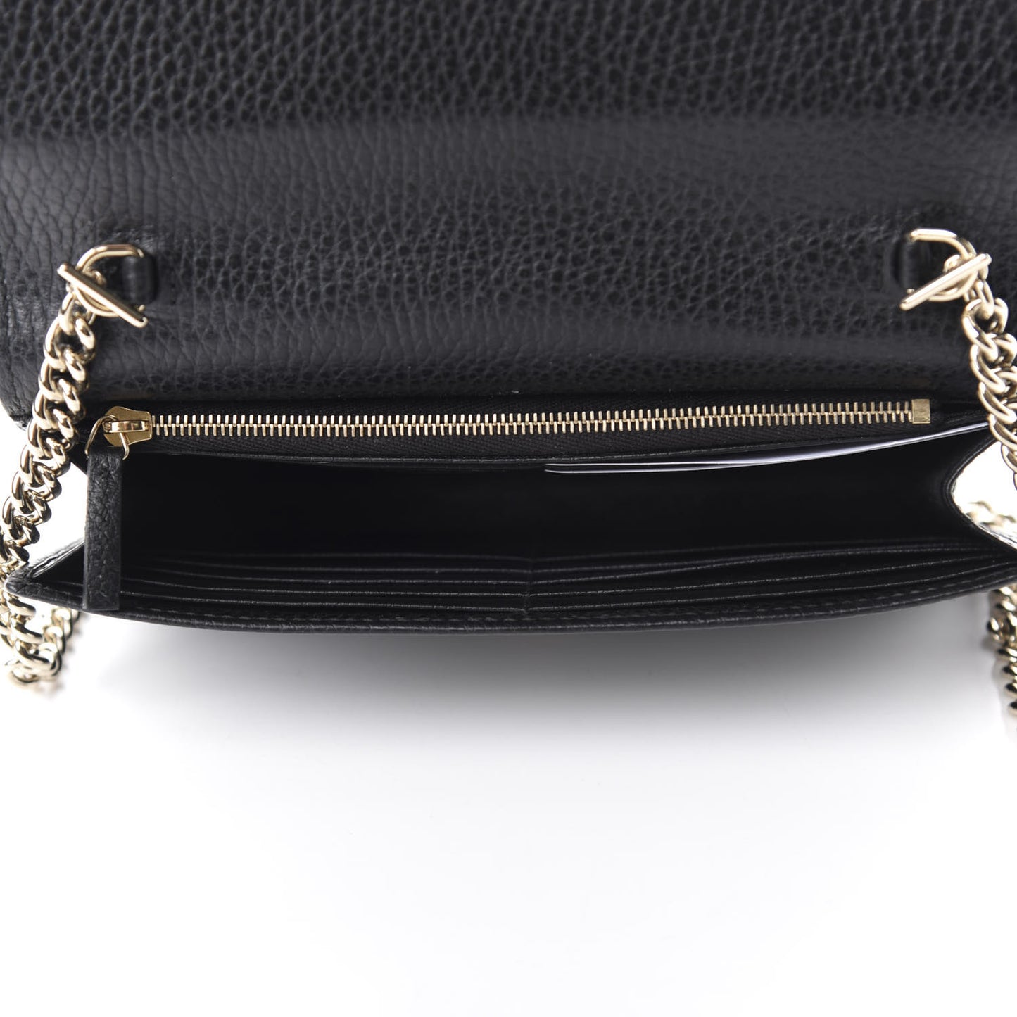Dollar Calfskin Interlocking G Chain Wallet Black