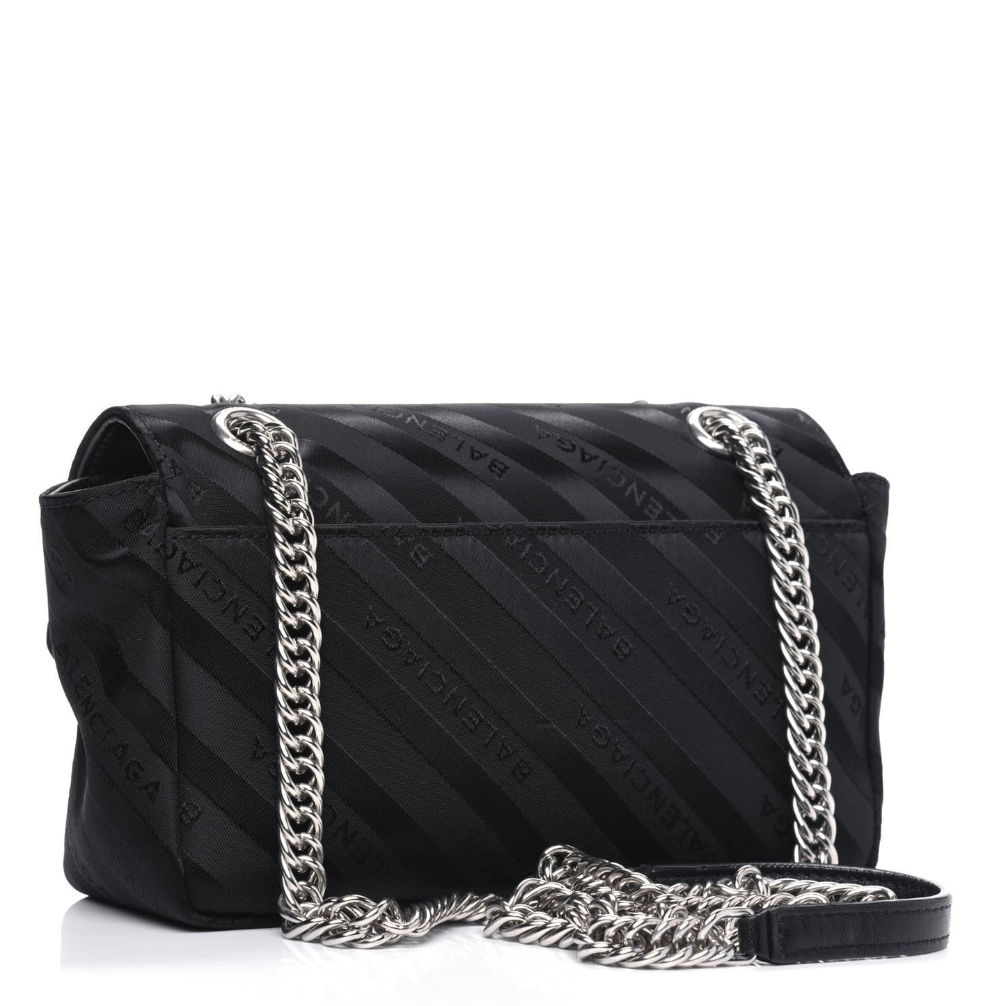 Nylon Jacquard Diagonal Logo S BB Round Shoulder Bag Black