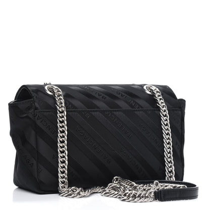 Balenciaga Nylon Jacquard Diagonal Logo S BB Round Shoulder Bag Black 2 of 4