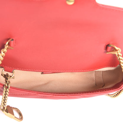 Gucci Calfskin Matelasse Super Mini GG Marmont Shoulder Bag Hibiscus Red 5 of 7
