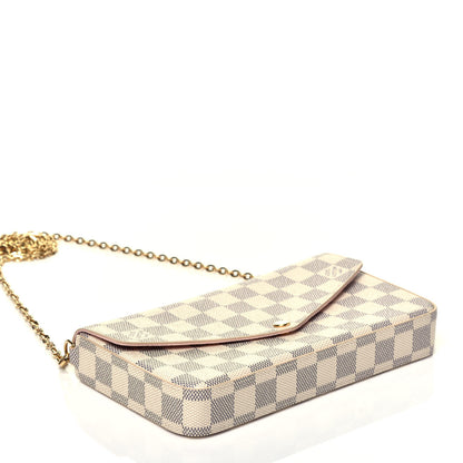 Louis Vuitton Damier Azur Pochette Felicie Chain Wallet Rose Ballerine 5 of 10