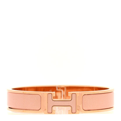 Hermes Enamel Glitter Narrow Clic Clac H Bracelet PM Rose Cassata 1 of 5