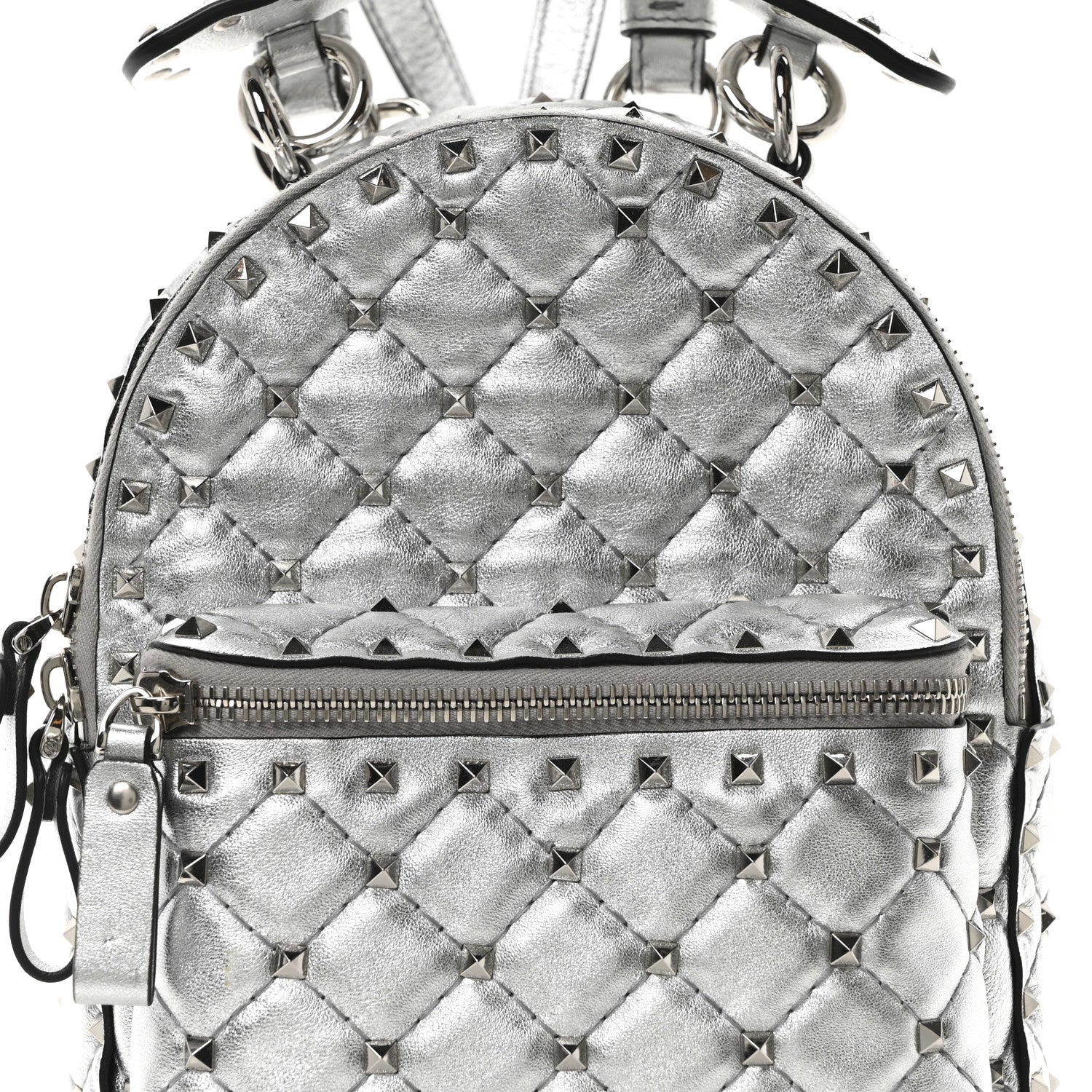 Valentino Garavani Metallic Nappa Mini Rockstud Spike Backpack Silver 7 of 9