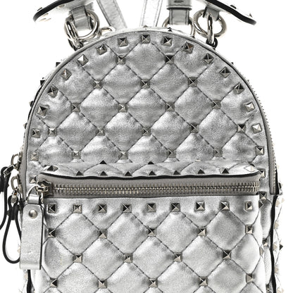 Valentino Garavani Metallic Nappa Mini Rockstud Spike Backpack Silver 7 of 9