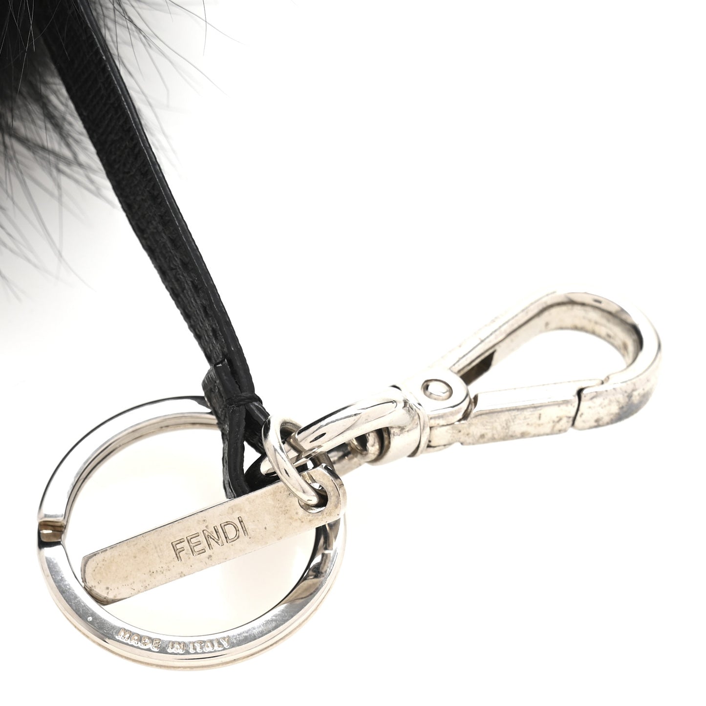 Vitello Elite Fox Fur Fusto Monster Bag Bug Charm Black Yellow