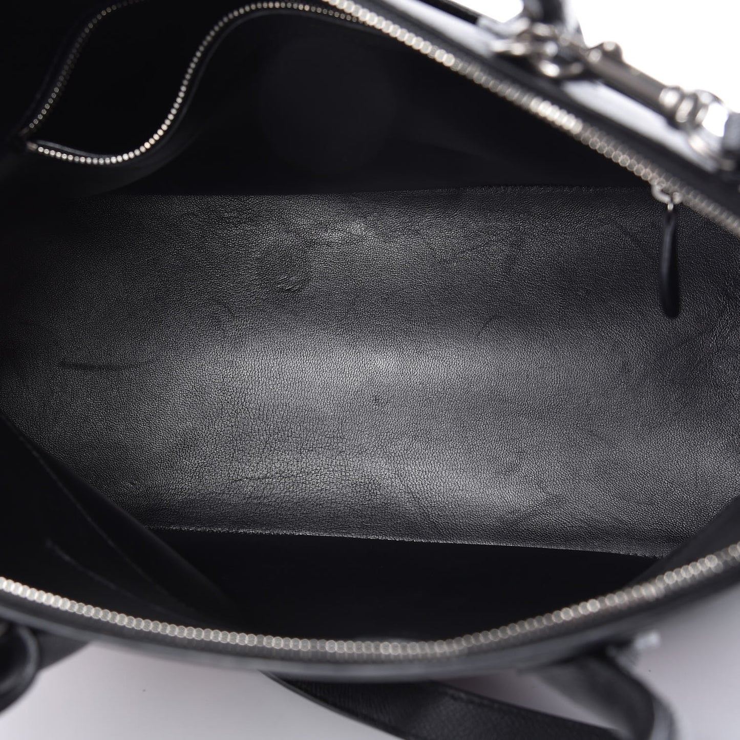 Signature Grained Calfskin Logo M Ville Top Handle Bag Black Rose Shocking